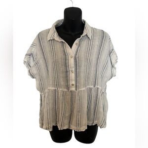 Cynthia Rowley white and blue striped blouse